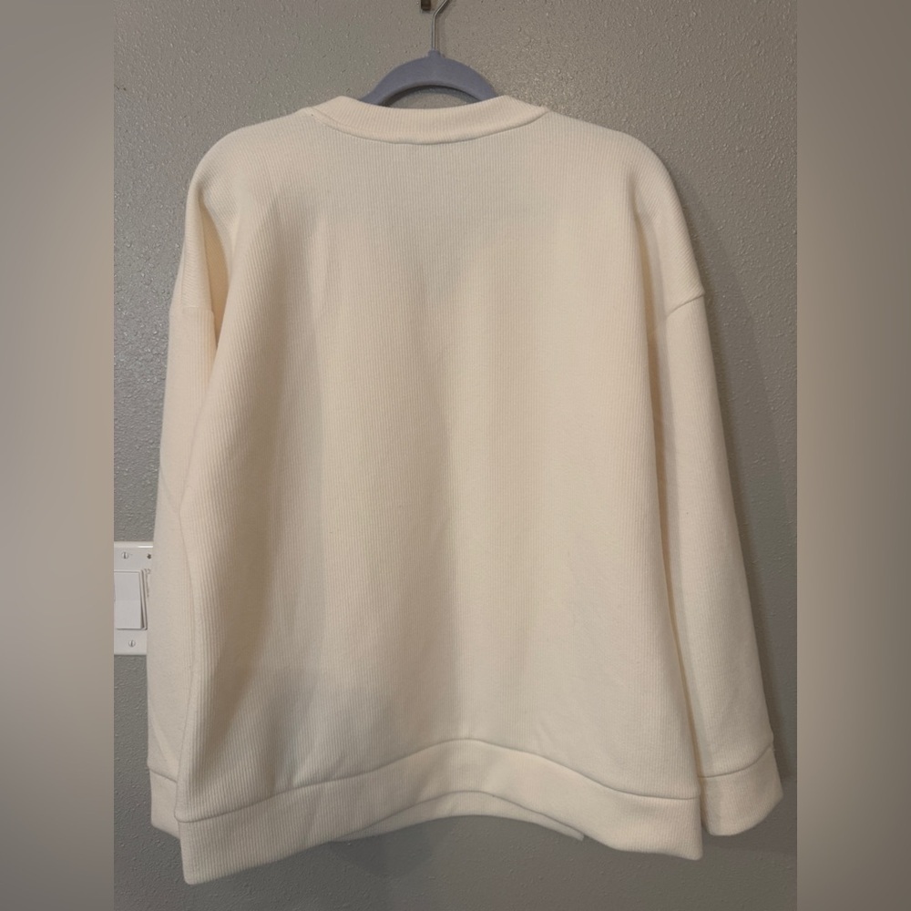 Andrew‎ Marc White V Neck Oversized Soft Coastal Grandma Winter Sweater L - Picture 7 of 10